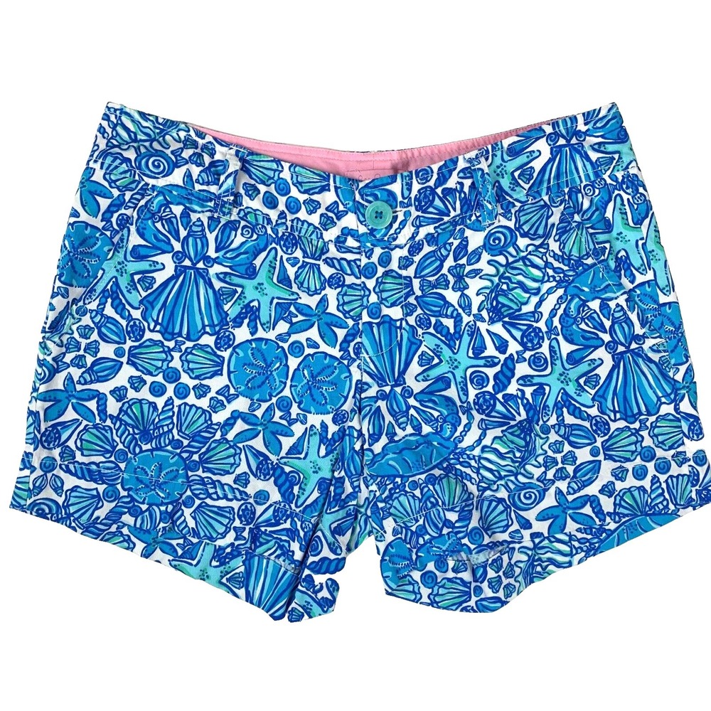 Lilly Pulitzer Callahan 5" Inseam Shorts sz 0 Sailors Valentine Shells Starfish